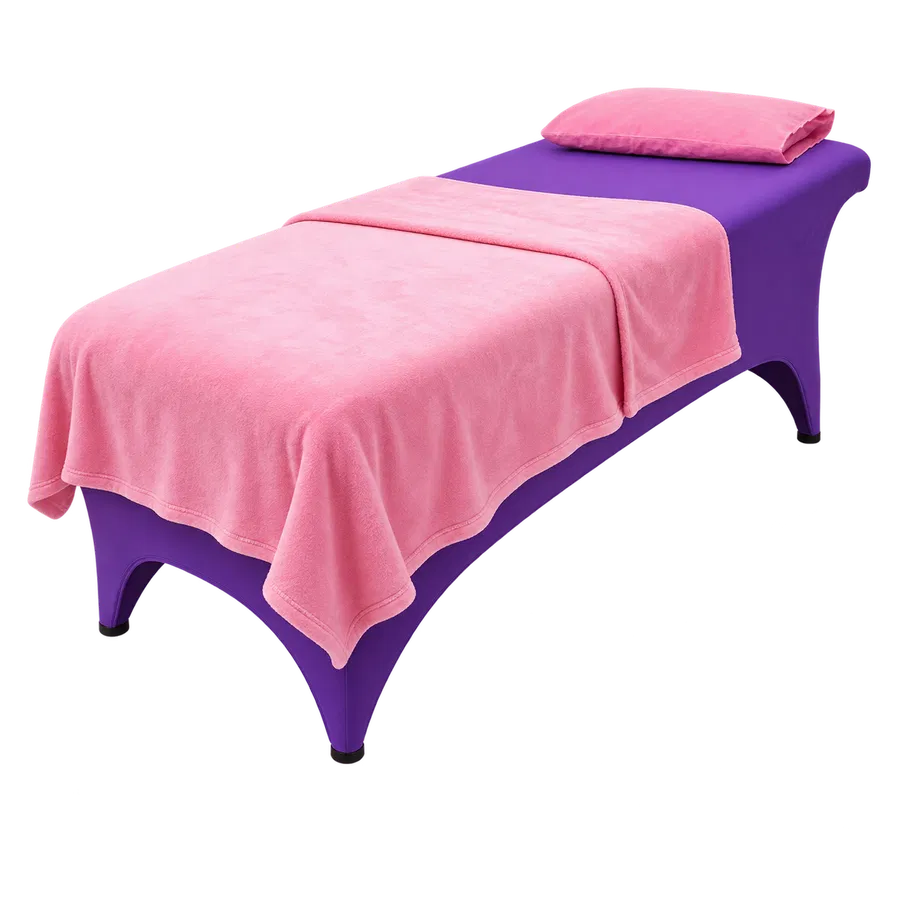 Juego Textil Rosa y Morado con Cojín